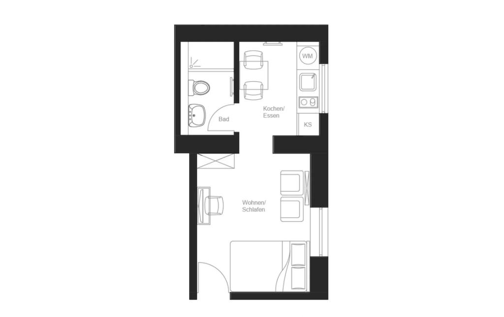 Miete 1 Zimmer Wohnung Frankfurt am Main | Ganze Wohnung | Frankfurt am Main | *Neu renoviert* - vollmöbliertes Premium-1-Zimmer-Apartment | Hominext