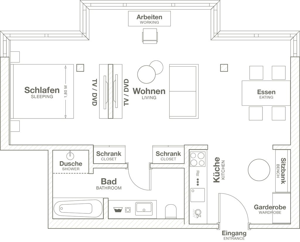 Rent 1 room apartment Frankfurt am Main | Entire place | Frankfurt am Main | Design Apartment mitten in Frankfurt Europaviertel | Hominext