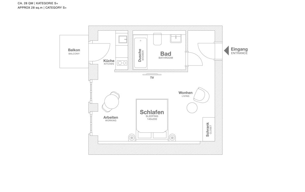 Miete 1 Zimmer Wohnung Berlin | Ganze Wohnung | Berlin | Serviced Apartment in Berlin Mitte, Wedding mit Balkon | Hominext