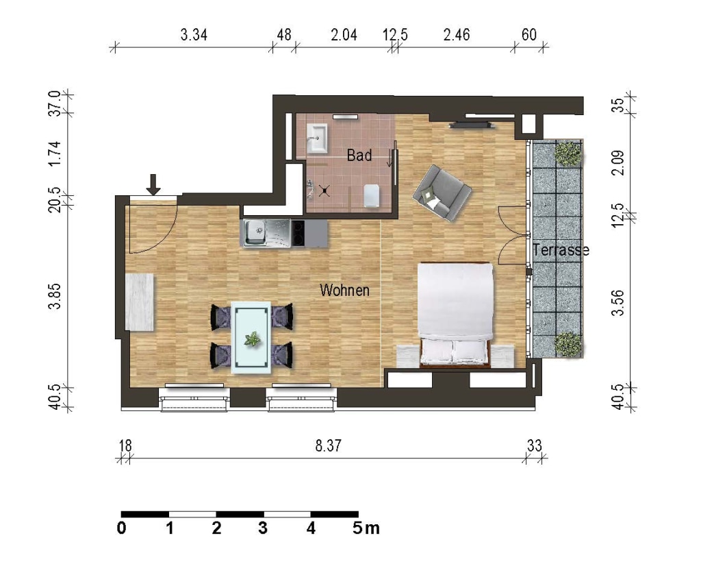 Miete 1 Zimmer Wohnung Berlin | Ganze Wohnung | Berlin | Top möblierte 1-Zimmer Wohnung in Berlin Mitte | Hominext