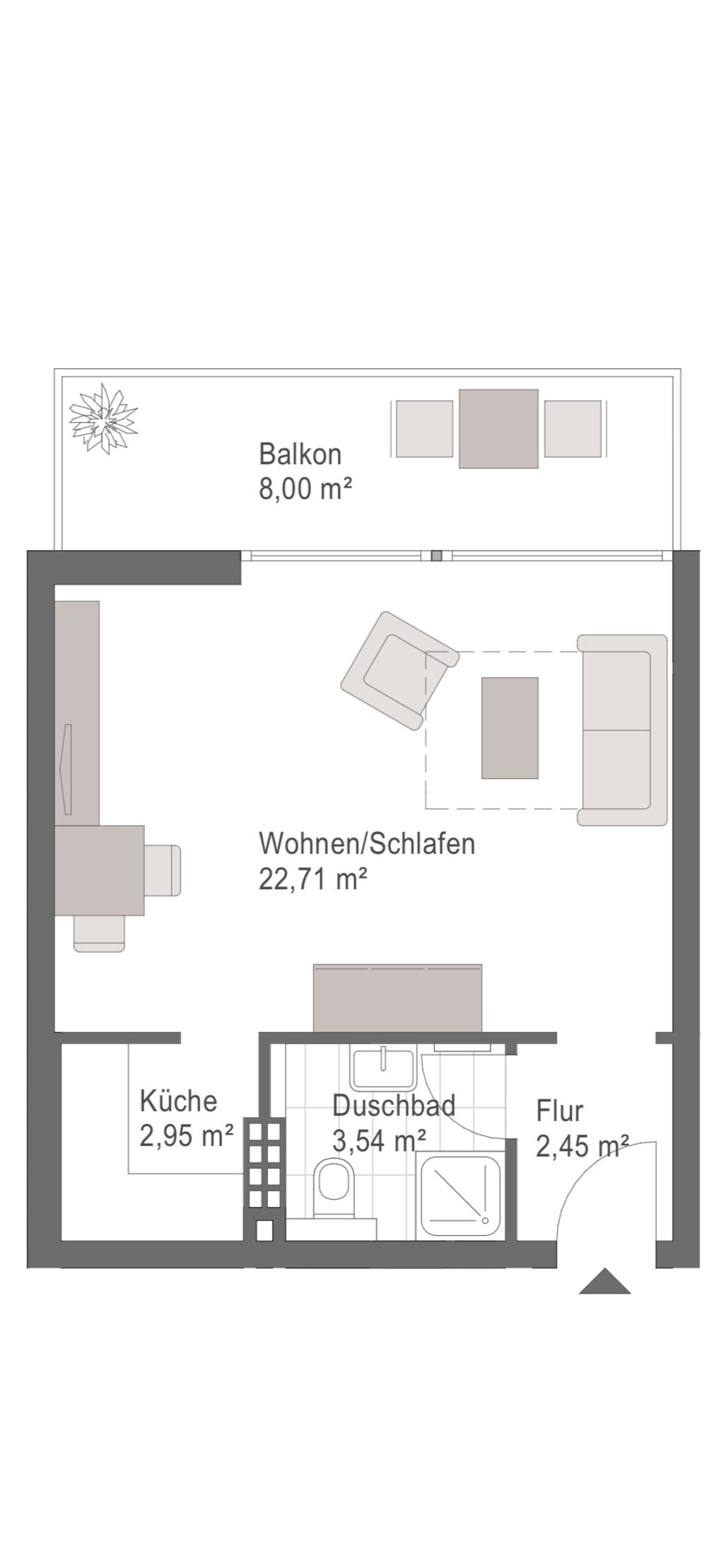 Miete 1 Zimmer Wohnung Hamburg | Ganze Wohnung | Hamburg | Modernes Studio. Apartment mit großem Balkon in Eppendorf | Hominext