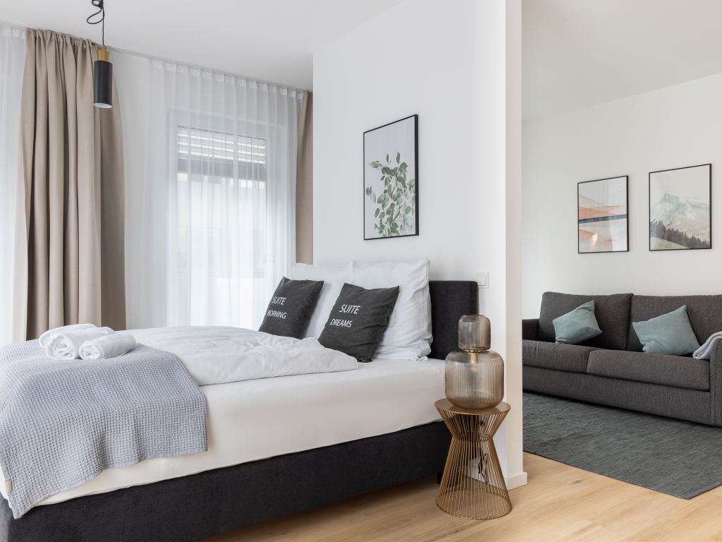 Miete 1 Zimmer Wohnung Gütersloh | Ganze Wohnung | Gütersloh | Gütersloh Eickhoffstraße - Suite XL mit Schlafsofa & Balkon | Hominext