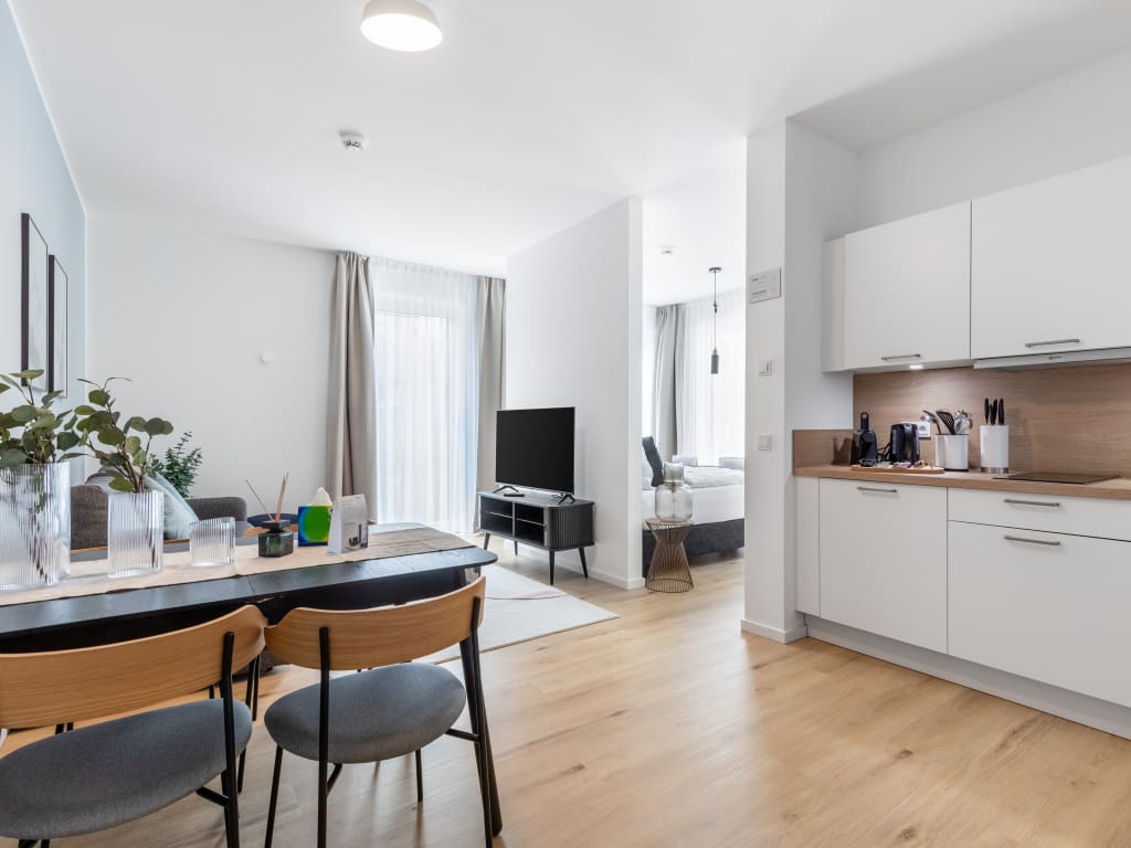 Miete 1 Zimmer Wohnung Gütersloh | Ganze Wohnung | Gütersloh | Gütersloh Eickhoffstraße - Suite L mit Schlafsofa & Balkon | Hominext