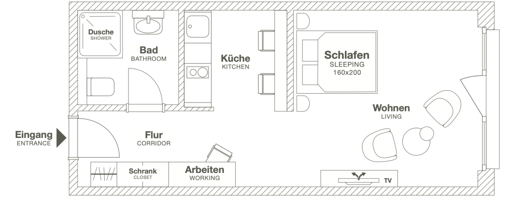 Rent 1 room apartment Hamburg | Entire place | Hamburg | Design Serviced Apartment in Hamburg Eimsbüttel, nahe dem Beiersdorf-Campus | Hominext