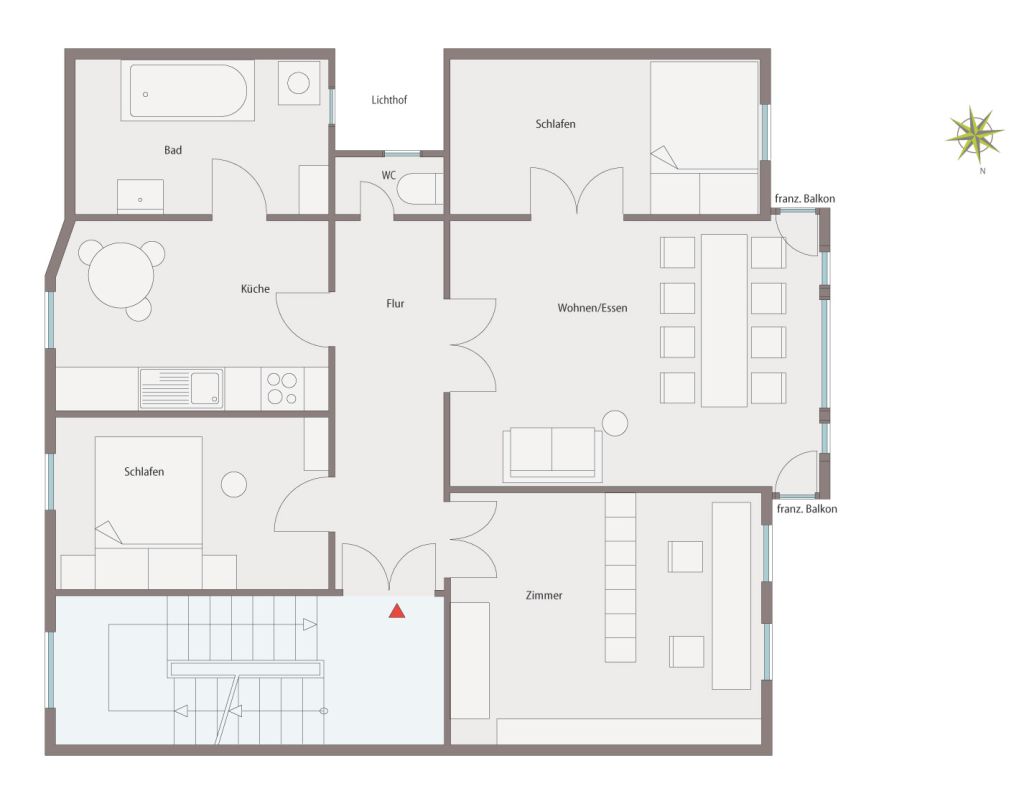 Miete 1 Zimmer Wohnung Berlin | Ganze Wohnung | Berlin | Für Individualisten: Interessante Altbauwohnung mit einem Schlafzimmern & zwei französichen Balkons | Hominext