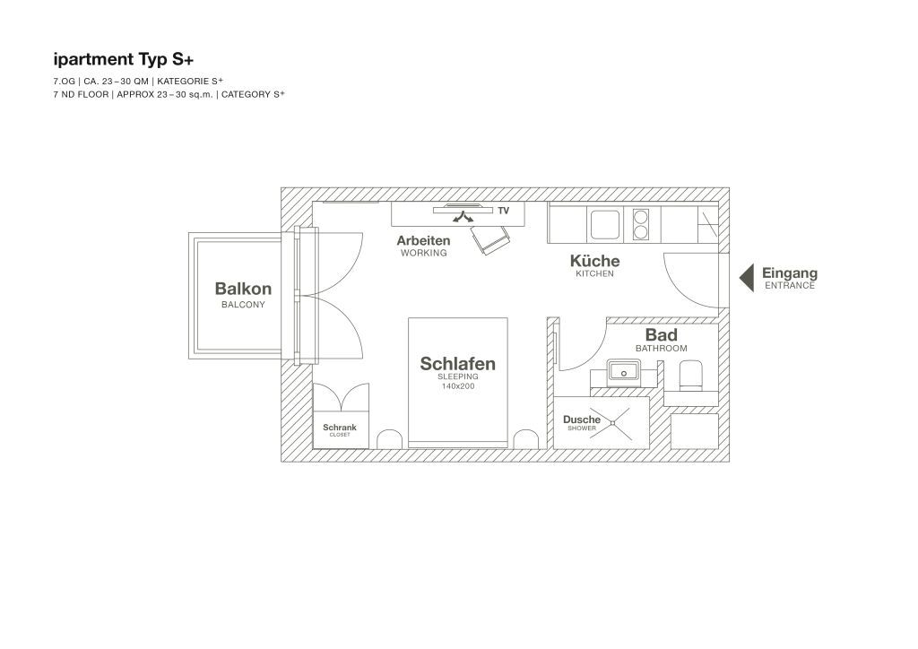 Miete 1 Zimmer Wohnung Hamburg | Ganze Wohnung | Hamburg | Smart Serviced Apartment mit Balkon in Hamburg HafenCity | Hominext