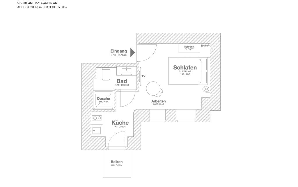 Rent 1 room apartment Berlin | Entire place | Berlin | Serviced Apartment in Berlin Mitte, Wedding mit Balkon | Hominext