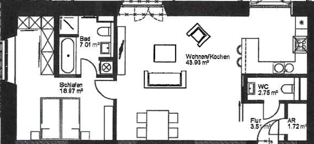 Rent 1 room apartment Haar | Entire place | Haar | Exklusive, voll möblierte 2-Zimmer-Wohnung mit Balkon und Tiefgarage in attraktiver Randlage von München | Hominext