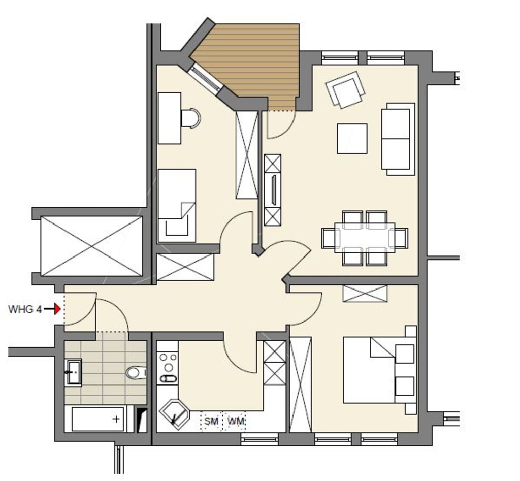 Miete 2 Zimmer Wohnung Frankfurt am Main | Ganze Wohnung | Frankfurt am Main | Möblierte 3 Zimmer Wohnung in Frankfurt-Sachsenhausen / Main nähe | Hominext