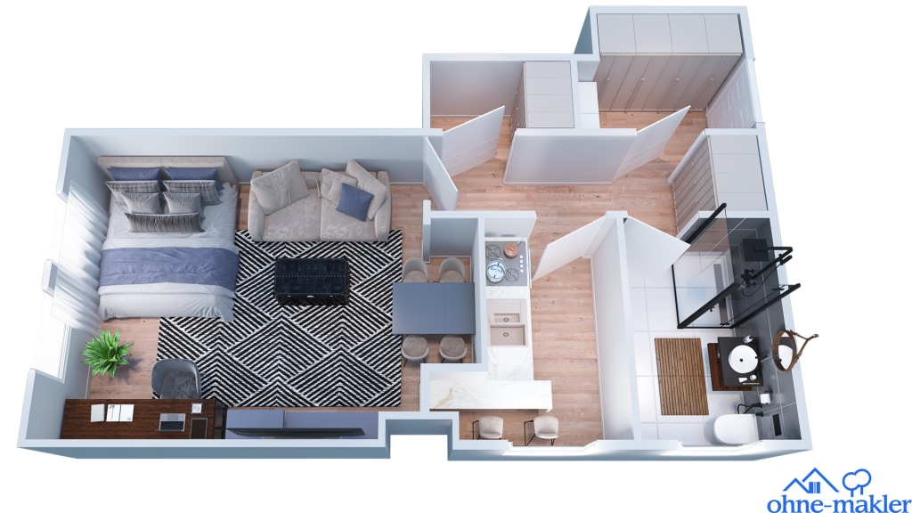 Miete 1 Zimmer Wohnung Bielefeld | Ganze Wohnung | Bielefeld | Modernisiertes und möbliertes Appartement in 1A Lage von Bielefeld | Hominext