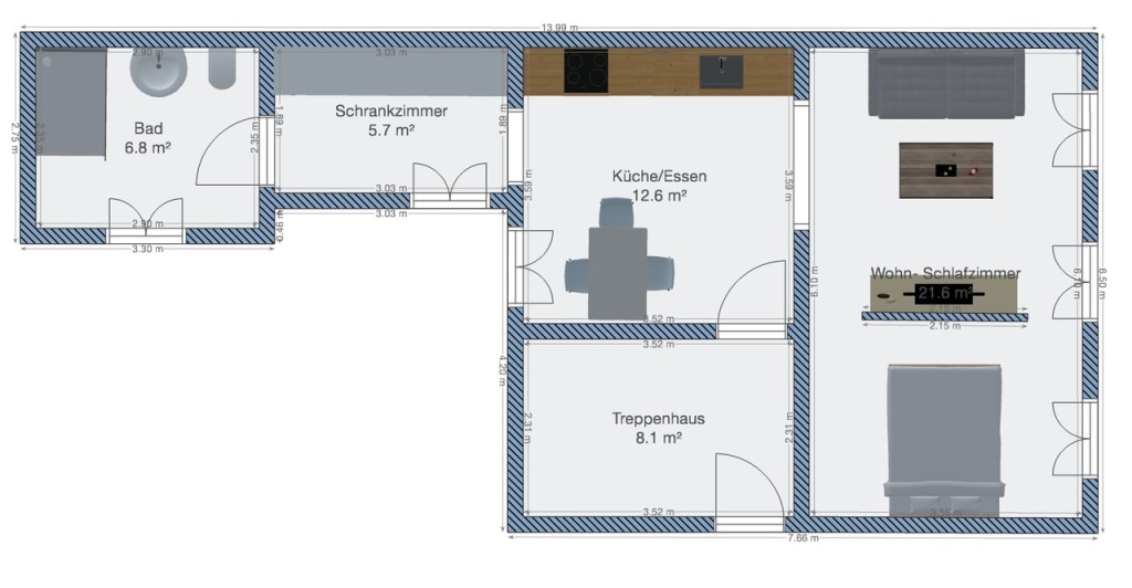 Miete 1 Zimmer Wohnung Bonn | Ganze Wohnung | Bonn | 50qm Apartment | Hominext