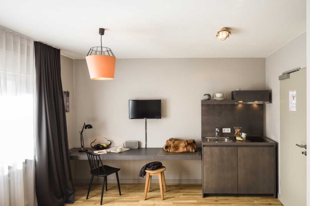 Miete 1 Zimmer Wohnung Frankfurt am Main | Ganze Wohnung | Frankfurt am Main | Studio mit Doppelbett - Modernes Apartment direkt an der Messe | Hominext