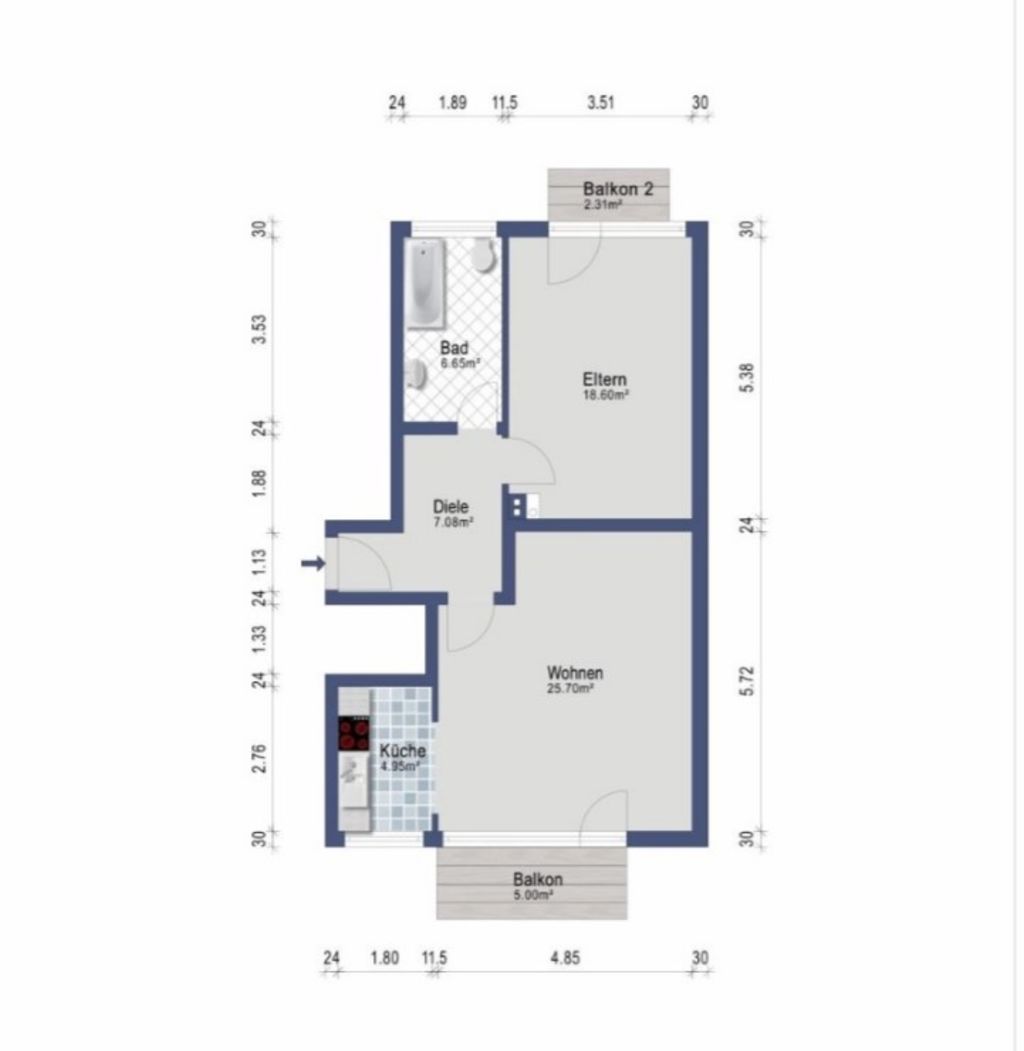 Miete 1 Zimmer Wohnung Leverkusen | Ganze Wohnung | Leverkusen | Hübsche Zwei-Zimmer Wohnung über den Dächern von Bürrig | Hominext