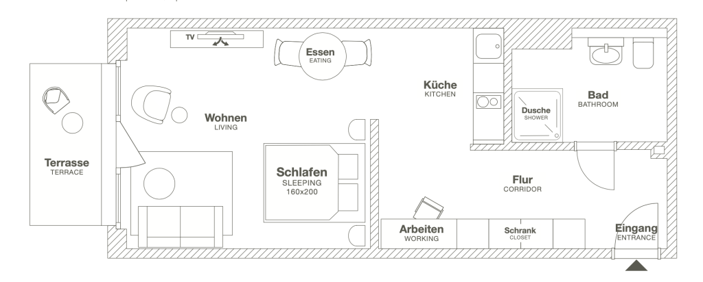 Miete 1 Zimmer Wohnung Hamburg | Ganze Wohnung | Hamburg | Design Serviced Apartment in Hamburg Eimsbüttel, nahe dem Beiersdorf-Campus | Hominext