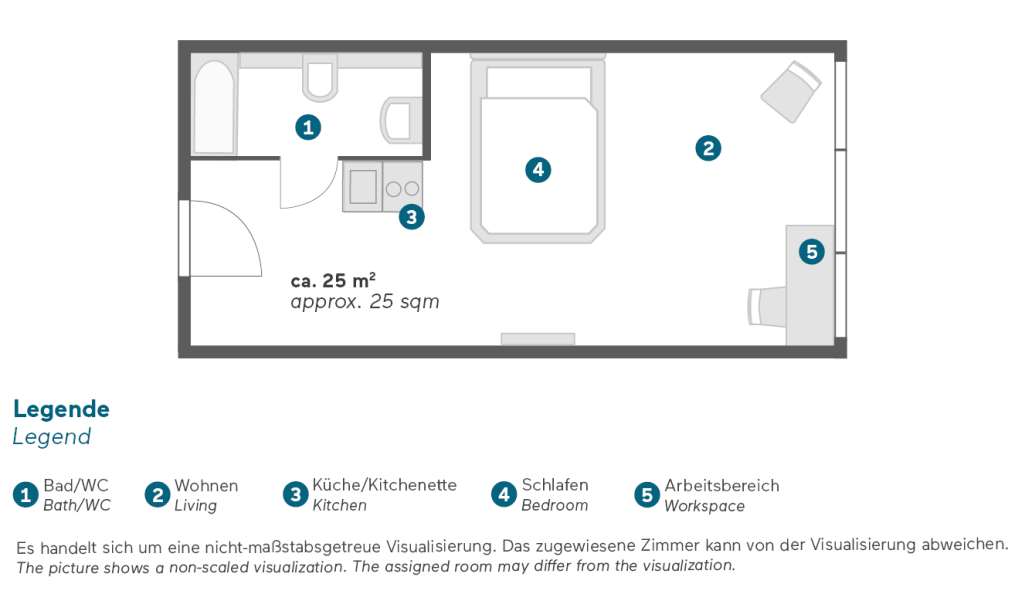 Miete 1 Zimmer Wohnung Düsseldorf | Ganze Wohnung | Düsseldorf | City Apartment  mit Kitchenette in Bestlage | Hominext