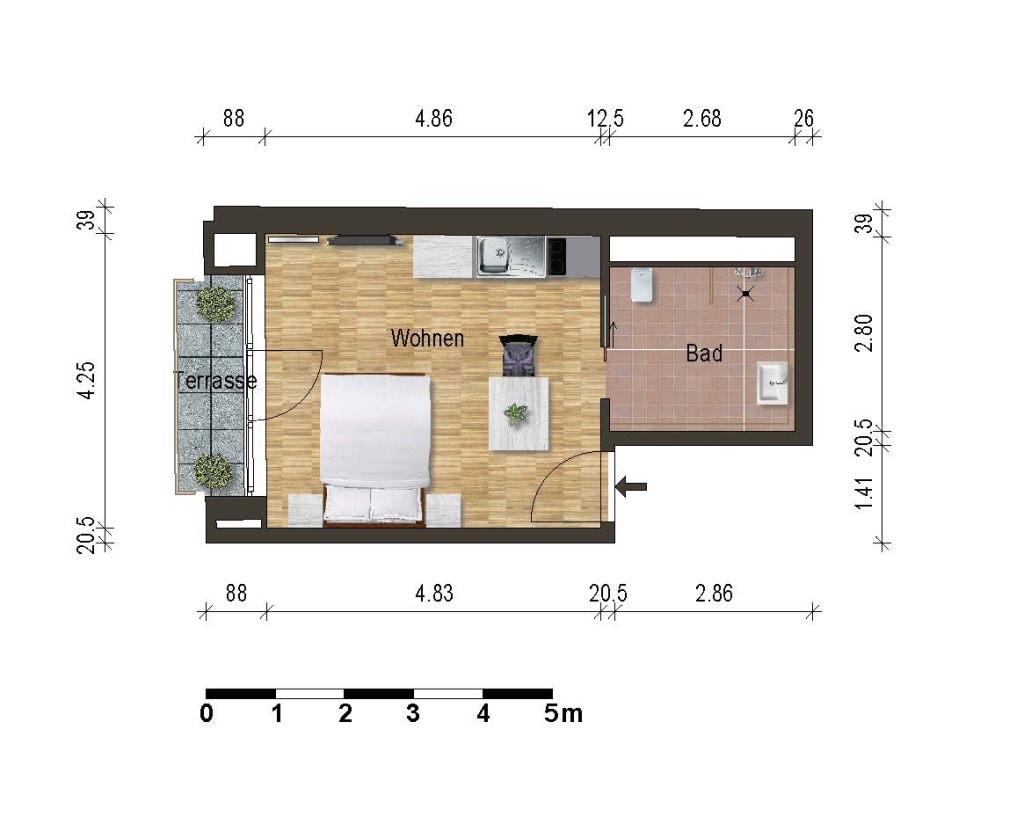 Miete 1 Zimmer Wohnung Berlin | Ganze Wohnung | Berlin | Zentral gelegenes Studio mitten in Berlin | Hominext