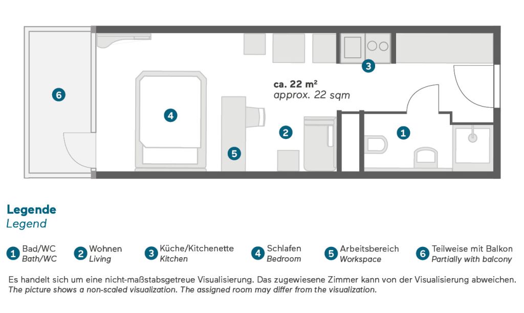 Miete 1 Zimmer Wohnung München | Ganze Wohnung | München | Apartment mit Balkon am Olympiapark | Hominext