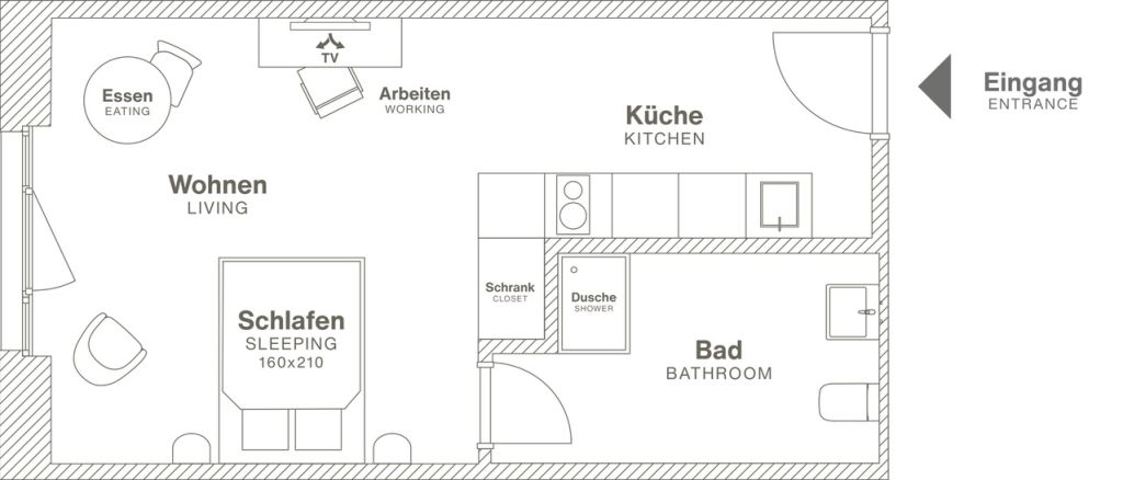 Miete 1 Zimmer Wohnung Schönefeld | Ganze Wohnung | Schönefeld | Design Serviced Apartment in Berlin Airport, Schönefeld | Hominext