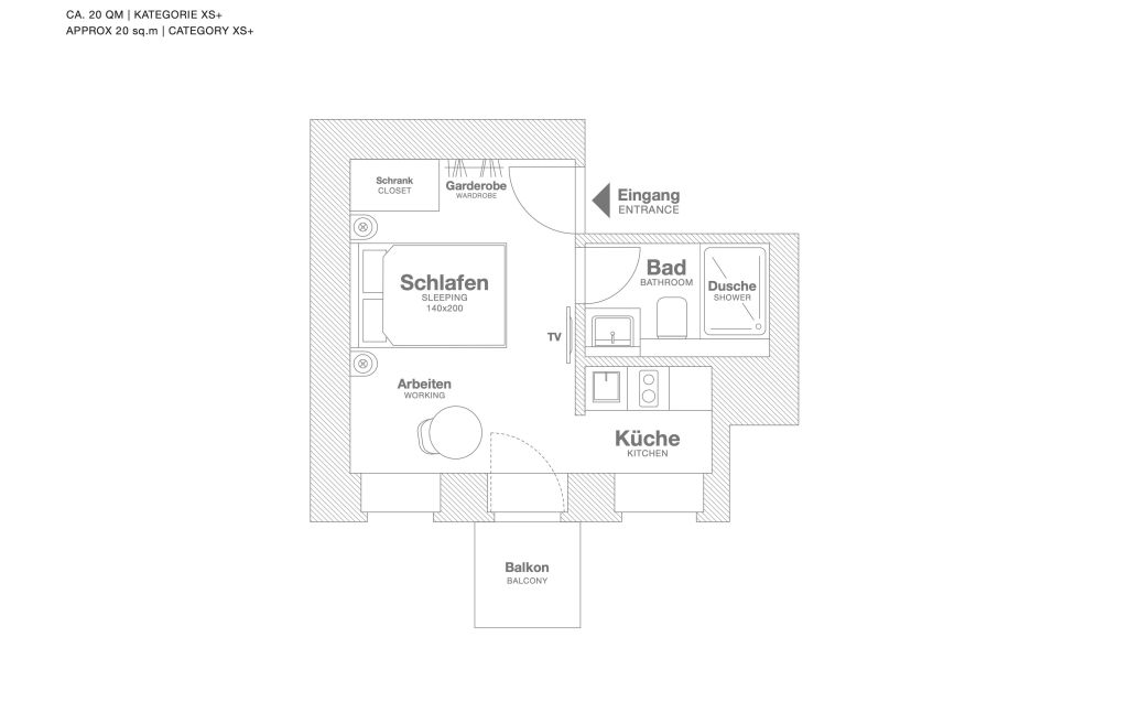 Miete 1 Zimmer Wohnung Berlin | Ganze Wohnung | Berlin | Serviced Apartment in Berlin Mitte, Wedding mit Balkon | Hominext