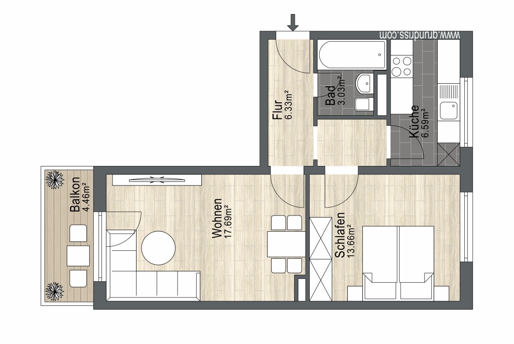 Miete 1 Zimmer Wohnung Berlin | Ganze Wohnung | Berlin | Wunderschoene 2-Zimmer Wohnung mit Balkon; in ruhiger, gruener Lage | Hominext