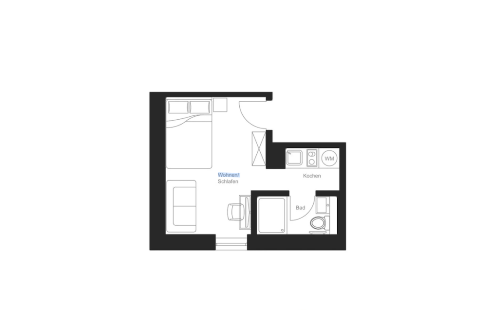 Miete 1 Zimmer Wohnung Frankfurt am Main | Ganze Wohnung | Frankfurt am Main | *Frisch renoviert* - vollmöbliertes 1 Zimmer Premium-Apartment | Hominext