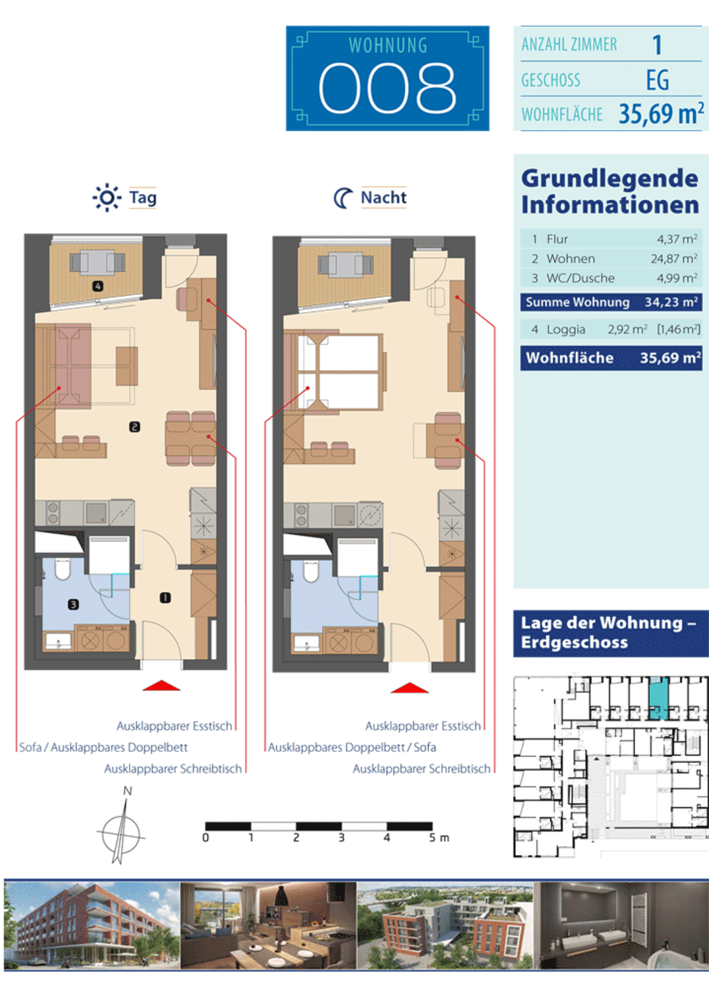 Rent 1 room apartment Regensburg | Entire place | Regensburg | 1-Zi. Apt. - Neubau, modern, zentrumsnah, Donaublick, MwSt. inklusive | Hominext