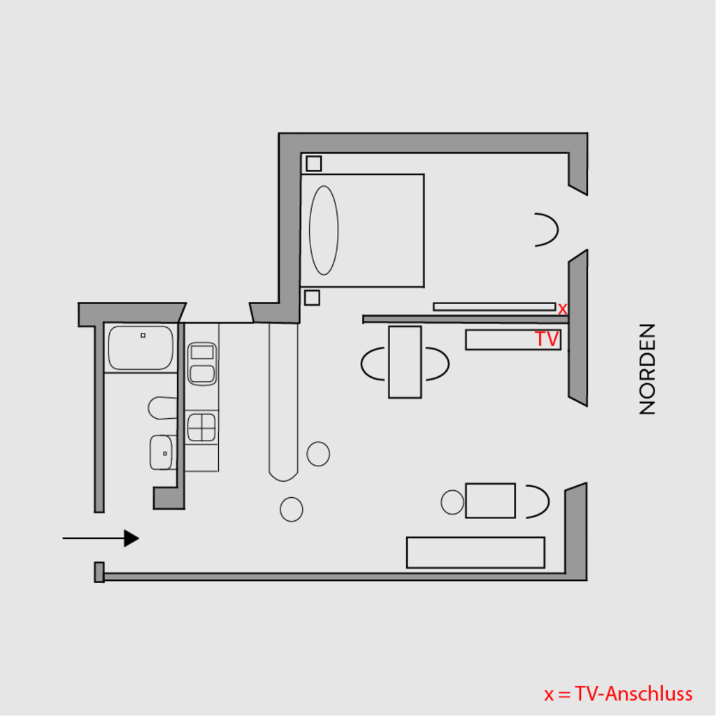 Miete 1 Zimmer Wohnung Stuttgart | Ganze Wohnung | Stuttgart | Wohn- und Schlafzimmer separiert - Bad mit Regendusche | Hominext