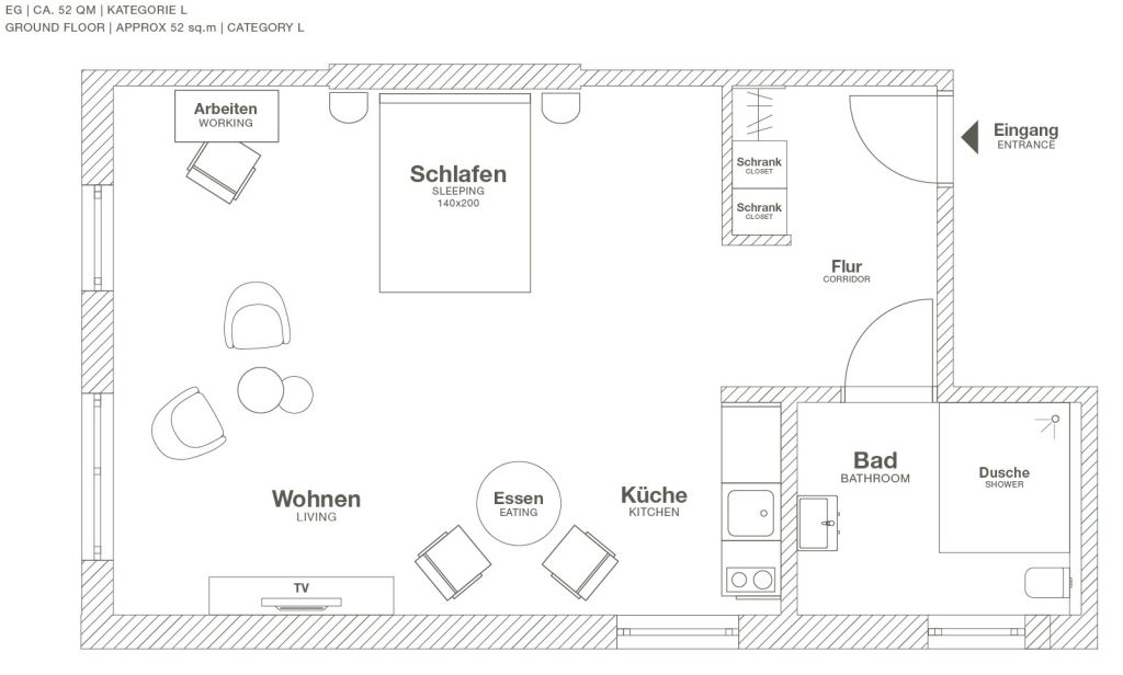 Miete 1 Zimmer Wohnung Wolfsburg | Ganze Wohnung | Wolfsburg | Serviced Apartment in Wolfsburg - VW-Werk Nähe | Hominext