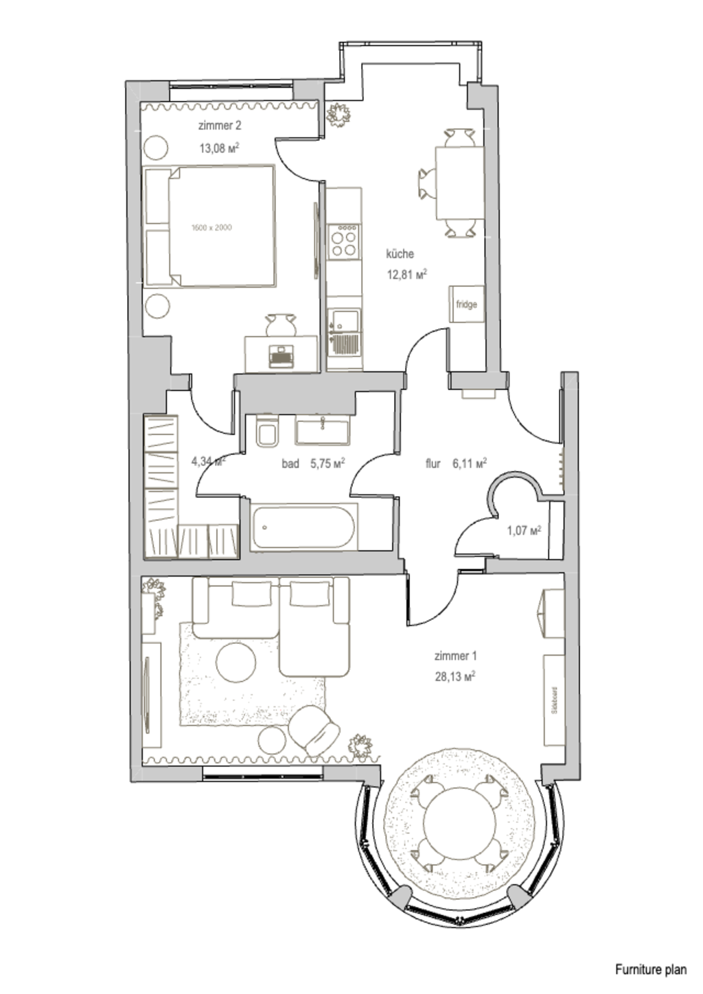 Rent 1 room apartment Berlin | Entire place | Berlin | Kürzlich renovierte möblierte 2-Zimmer-Wohnung in Charlottenburg mit Schreibtisch | Hominext