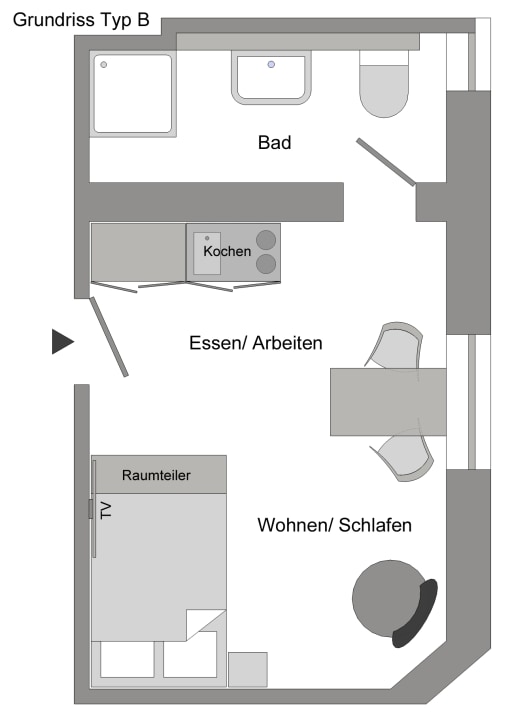 Miete 1 Zimmer Wohnung Köln | Ganze Wohnung | Köln | Helles Studio-Apartment | Hominext