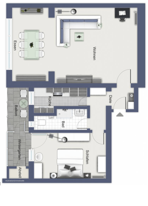 Miete 1 Zimmer Wohnung Düsseldorf | Ganze Wohnung | Düsseldorf | Schicke, hochwertig sanierte 2-Raum-Wohnung in Düsseldorf-Düsseltal-Zoo | Hominext