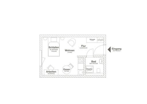 Rent 1 room apartment Leverkusen | Entire place | Leverkusen | Design Studio Apartment in Leverkusen | Hominext