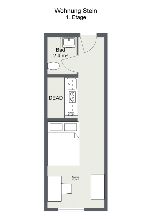 Miete 1 Zimmer Wohnung Weischlitz | Ganze Wohnung | Weischlitz | Modernes Studio Apartment Stein | Hominext