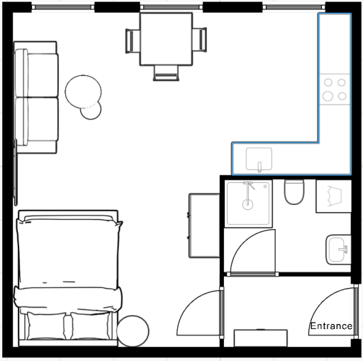 Miete 1 Zimmer Wohnung Berlin | Ganze Wohnung | Berlin | 1- Zimmer Studio mit offener Wohnküche | Hominext