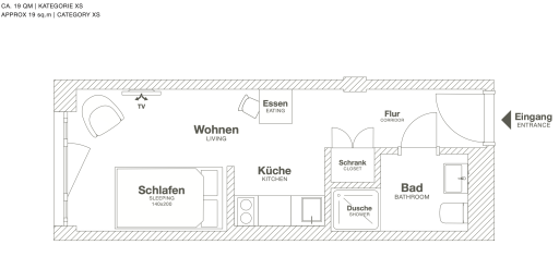 Miete 1 Zimmer Wohnung Darmstadt | Ganze Wohnung | Darmstadt | Design Serviced Apartment in Darmstadt, Zentrum | Hominext