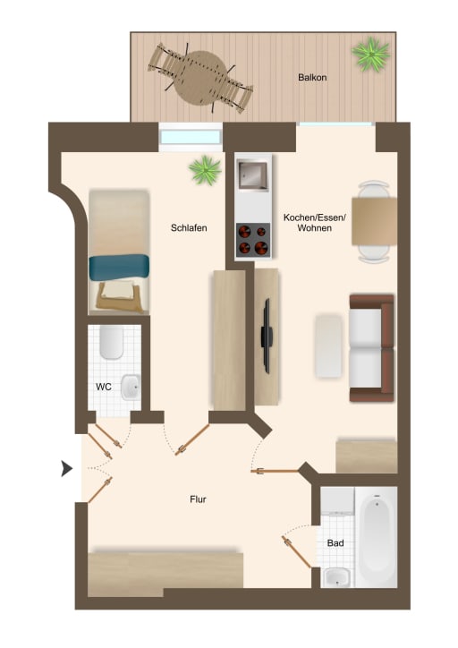 Rent 1 room apartment Dresden | Entire place | Dresden | Schickes Designer Appartment mit riesigem Balkon am Großen Garten | Hominext