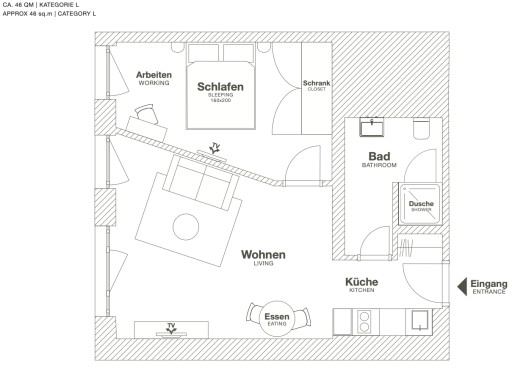 Rent 1 room apartment Darmstadt | Entire place | Darmstadt | Design Serviced Apartment in Darmstadt, Zentrum | Hominext