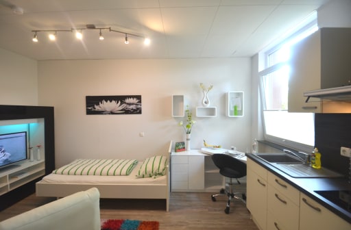 Miete 1 Zimmer Wohnung Raunheim | Ganze Wohnung | Raunheim | Service-Apartment für Single - nahe Frankfurt Flughafen | Hominext