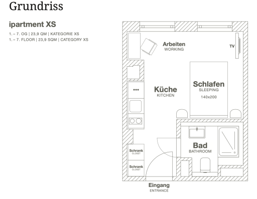 Miete 1 Zimmer Wohnung Frankfurt am Main | Ganze Wohnung | Frankfurt am Main | Studio Apartment in Frankfurt Bahnhofsviertel | Hominext