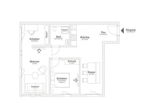 Miete 1 Zimmer Wohnung Leverkusen | Ganze Wohnung | Leverkusen | Design Studio Apartment in Leverkusen | Hominext