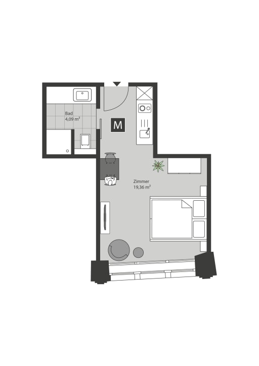 Rent 1 room apartment Bremen | Entire place | Bremen | Design Apartment im Herzen von Bremen mit SPA & Fitness Nutzung | Hominext