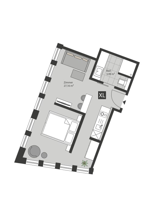 Miete 1 Zimmer Wohnung Bremen | Ganze Wohnung | Bremen | Luxuriöses Apartment im Zentrum | Hominext