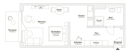 Rent 1 room apartment Hamburg | Entire place | Hamburg | Design Serviced Apartment in Hamburg Eimsbüttel, nahe dem Beiersdorf-Campus | Hominext