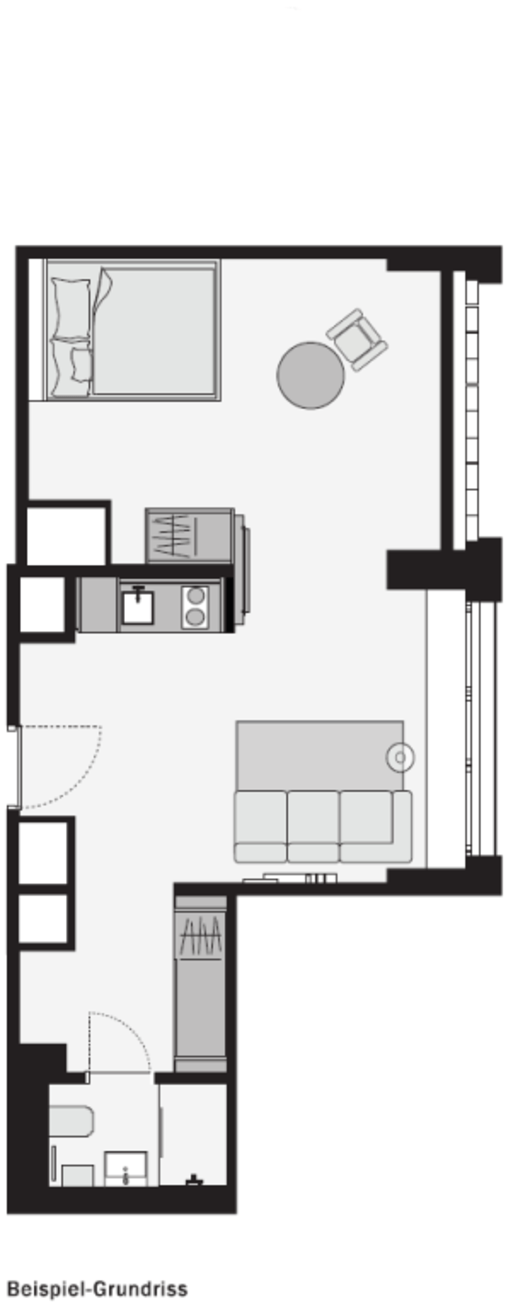 Miete 1 Zimmer Wohnung Köln | Ganze Wohnung | Köln | Studio Plus-Apartment mit Doppelbett in schöner Lage | Hominext