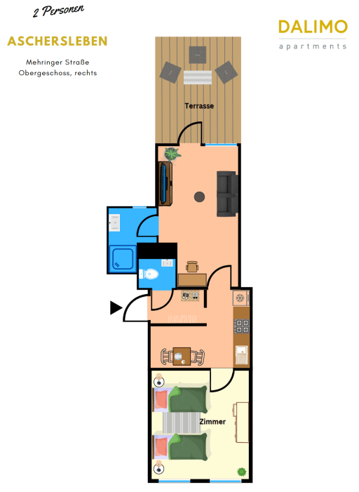 Miete 1 Zimmer Wohnung Aschersleben | Ganze Wohnung | Aschersleben | ※ Wohnung mit Balkon & Grill bis 2 Pers. in Aschersleben ※ | Hominext