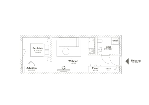 Rent 1 room apartment Leverkusen | Entire place | Leverkusen | Design Studio Apartment in Leverkusen | Hominext