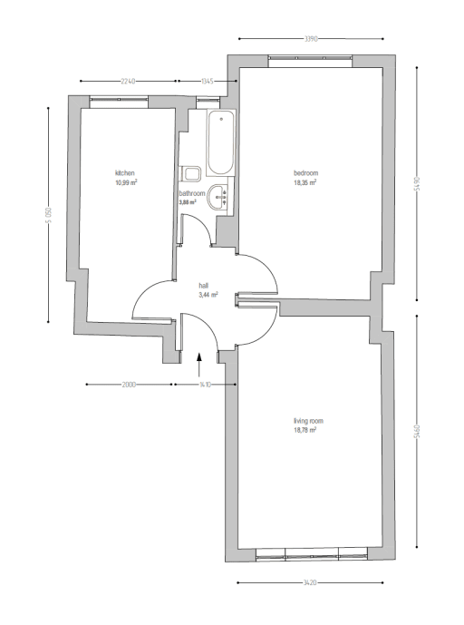 Miete 1 Zimmer Wohnung Berlin | Ganze Wohnung | Berlin | Kernsanierte, charmante 2-Zimmer-Wohnung mit Balkon in Berlin Neukölln | Hominext