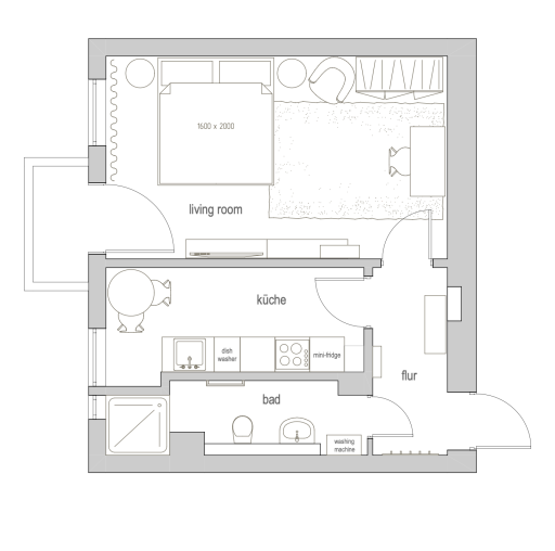 Miete 1 Zimmer Wohnung Berlin | Ganze Wohnung | Berlin | Möbliertes Single Apartment in Mariendorf mit Balkon | Hominext