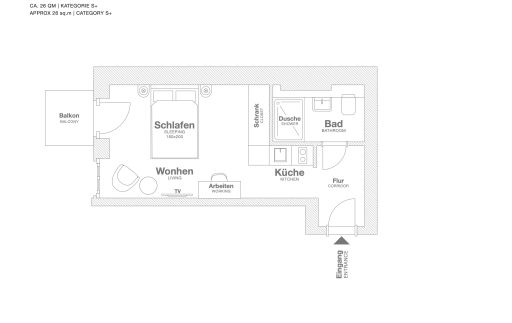 Miete 1 Zimmer Wohnung Berlin | Ganze Wohnung | Berlin | Serviced Apartment in Berlin Mitte, Wedding mit Balkon | Hominext