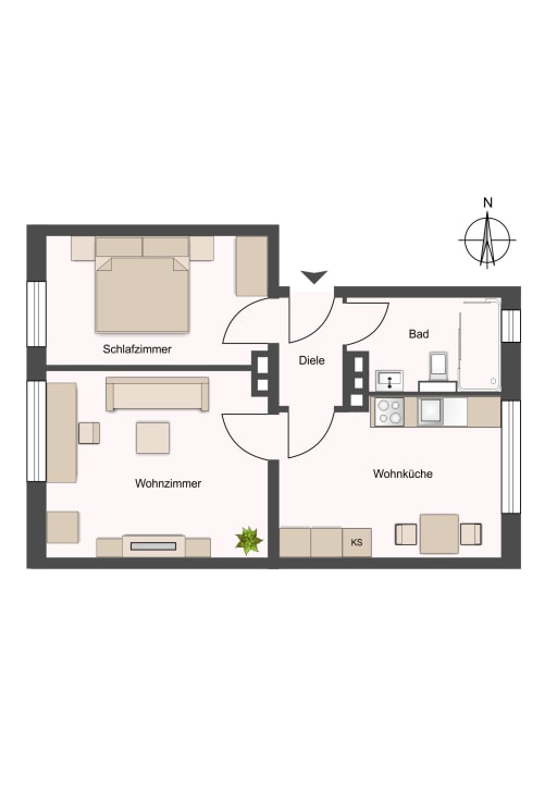 Miete 1 Zimmer Wohnung Kiel | Ganze Wohnung | Kiel | Modisches Apartment mit Altbaucharme | Hominext